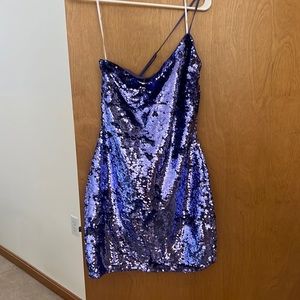 One shoulder purple sparkle